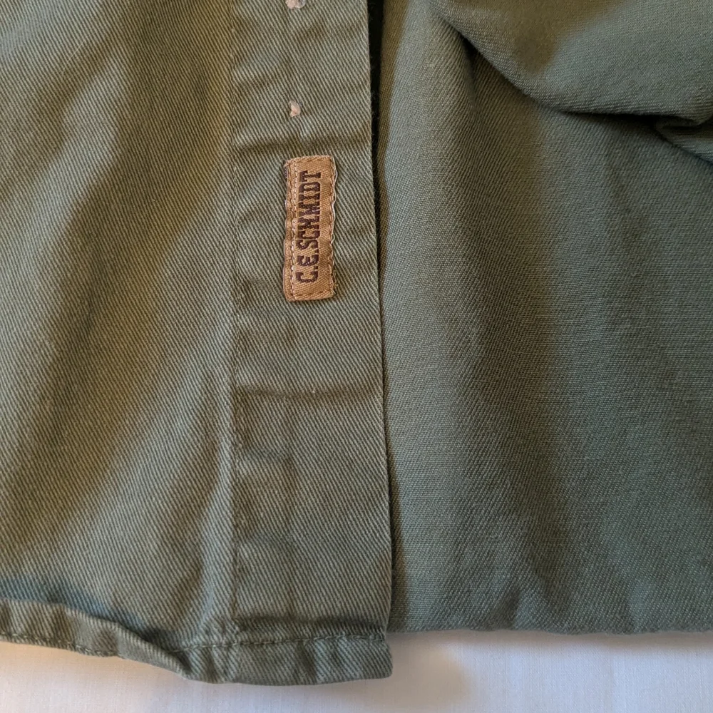 C.E. Schmidt Work Wear Army Green Cotton Button Down Collar LS Shirt Men's XL - Picture 6 of 10